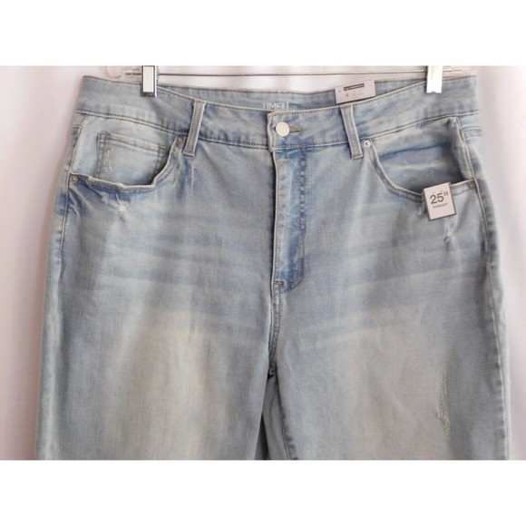 Time and Tru Jeans Womens Cropped Boyfriend Light Wash High Rise Slim Size 18 - Picture 2 of 12